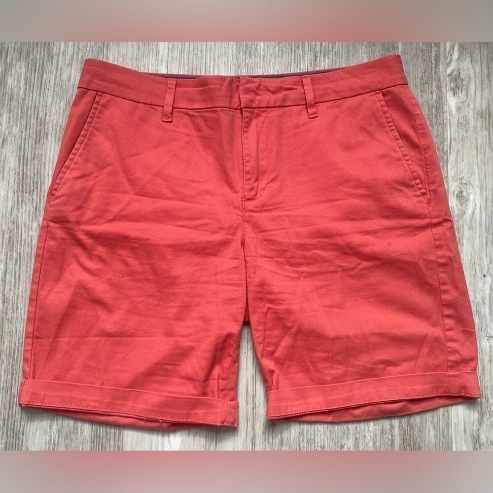 Tommy Hilfiger | Women’s Solid Coral Salmon Bermuda Chino Preppy Shorts | 6
